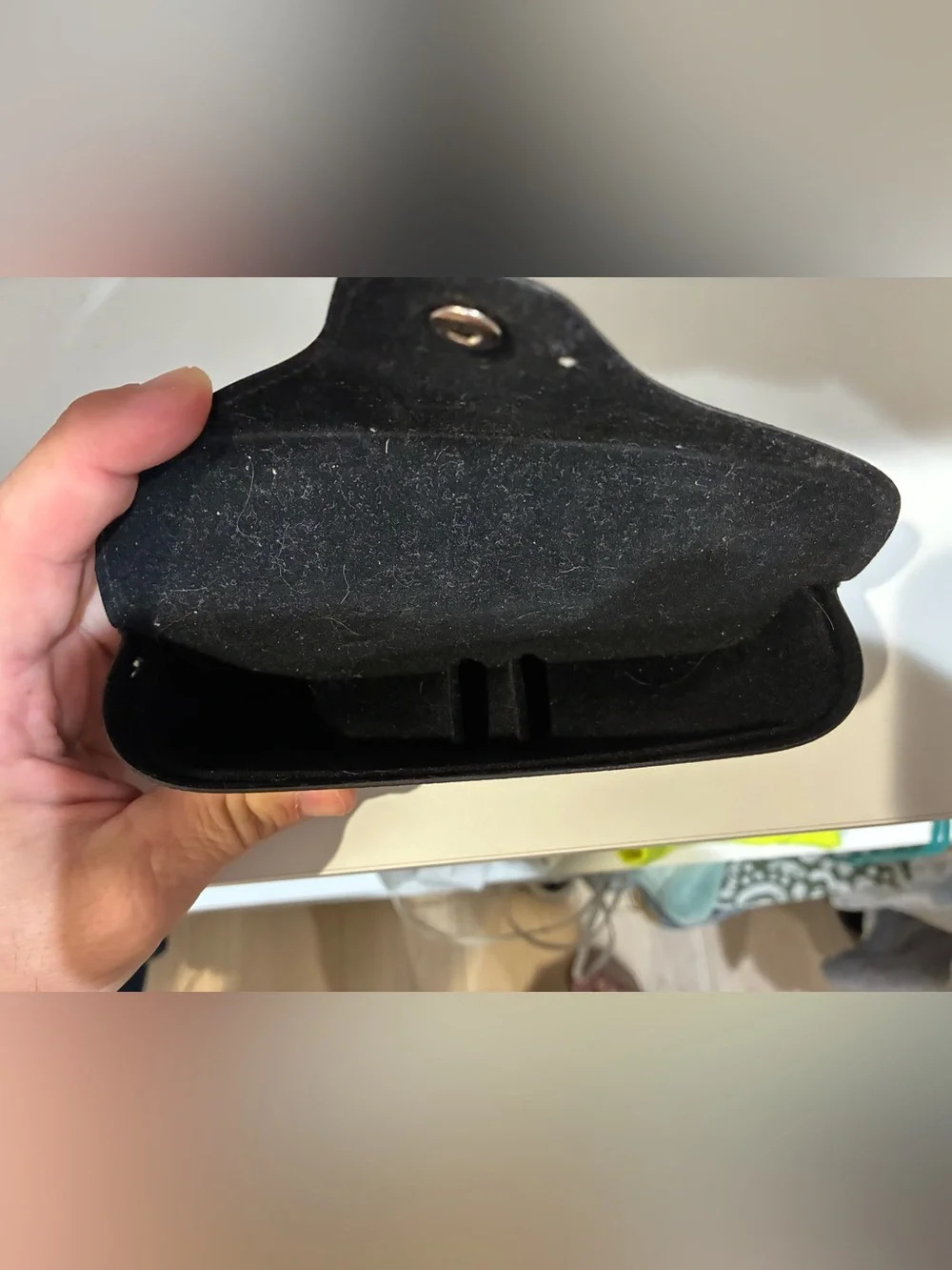 Ray-Ban Black Leather Sunglasses Case with Gold Logo